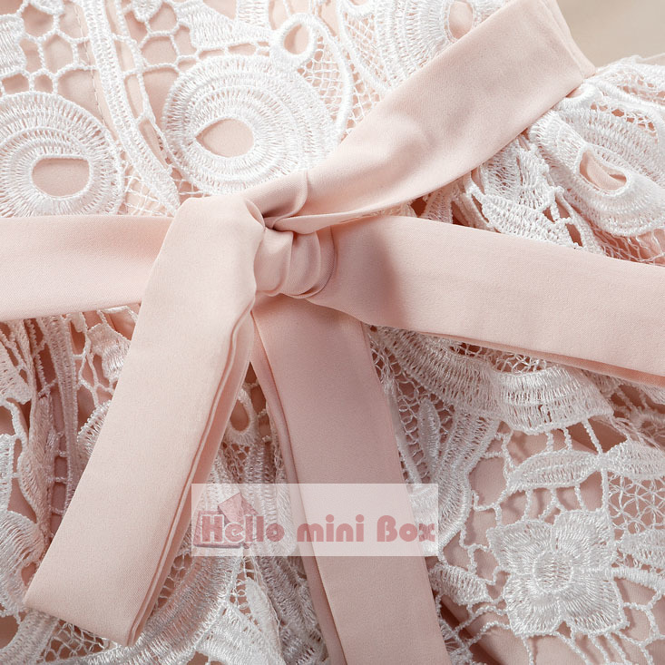 Soft High quality chemical lace christening dress with belts and hat