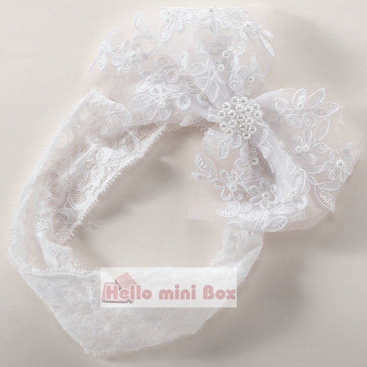 Big flower silk Lace handmade pearl christening dress with decorative ribbon
