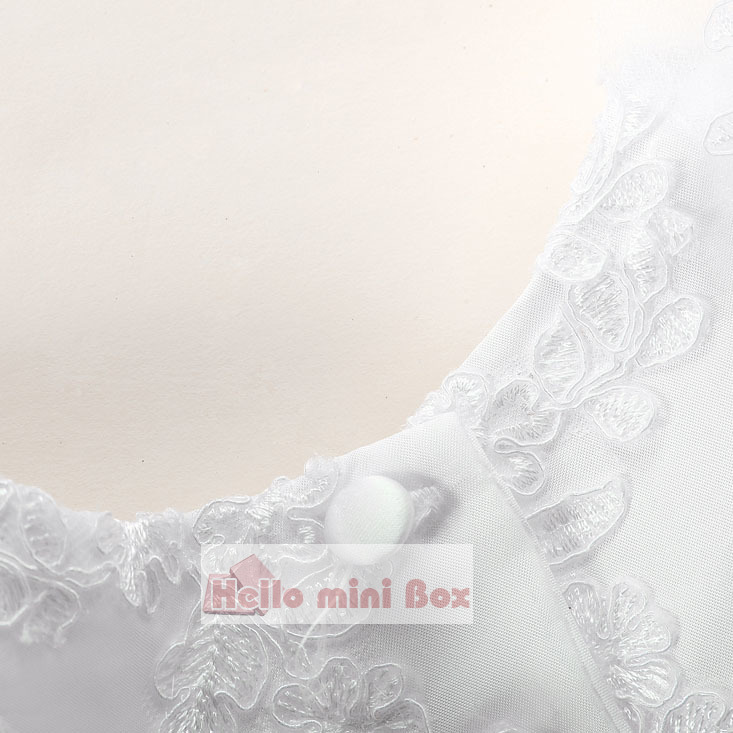 Multi-layer sleeves two fold decorative strips full lace christening dress