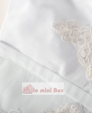 borda de folha de lótus pequena bowknot pérola decoração vestido de baptizado